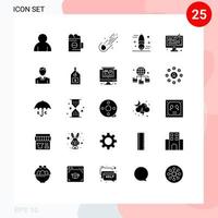 Set of 25 Modern UI Icons Symbols Signs for painting design asteroid coding comet Editable Vector Design Elements