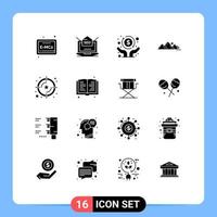 paquete de iconos de vector de stock de 16 signos y símbolos de línea para calificar elementos de diseño de vector editables de naturaleza económica de montaña