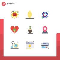 Flat Color Pack of 9 Universal Symbols of location hobby seo hobbies bulb Editable Vector Design Elements