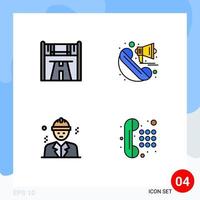 User Interface Pack of 4 Basic Filledline Flat Colors of checkpoint building road loudspeaker construction Editable Vector Design Elements