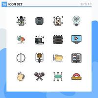 Set of 16 Modern UI Icons Symbols Signs for speaker solution bag light idea Editable Creative Vector Design Elements