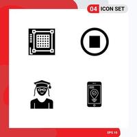 Group of 4 Solid Glyphs Signs and Symbols for design education web music woman Editable Vector Design Elements