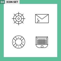 Pack of 4 creative Filledline Flat Colors of control safety alert security ui Editable Vector Design Elements