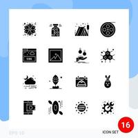 16 Universal Solid Glyphs Set for Web and Mobile Applications sheet video valentine roll camera Editable Vector Design Elements