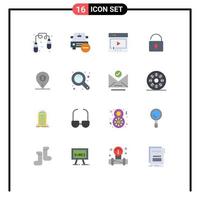 Set of 16 Vector Flat Colors on Grid for pin security film lock play Editable Pack of Creative Vector Design Elements