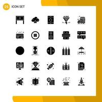 Pictogram Set of 25 Simple Solid Glyphs of truck car security sort data Editable Vector Design Elements