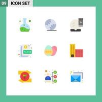 Universal Icon Symbols Group of 9 Modern Flat Colors of easter egg page face compact file action Editable Vector Design Elements