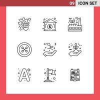 9 Thematic Vector Outlines and Editable Symbols of growth sew doodle fastener button Editable Vector Design Elements