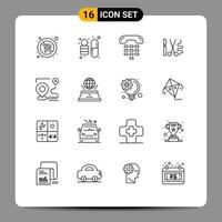 User Interface Pack of 16 Basic Outlines of route medical communication tools instruments Editable Vector Design Elements