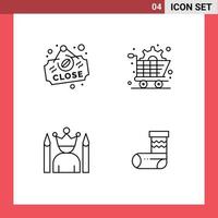 Mobile Interface Line Set of 4 Pictograms of coffee idol sign shopping superhero Editable Vector Design Elements