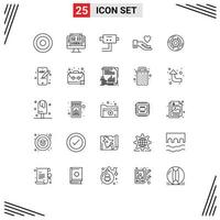 Line Pack of 25 Universal Symbols of finance business cam solution heart Editable Vector Design Elements