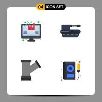 4 Universal Flat Icons Set for Web and Mobile Applications analysis plump cannon panzer water Editable Vector Design Elements