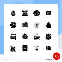 16 Universal Solid Glyph Signs Symbols of data deck earth compact audio Editable Vector Design Elements