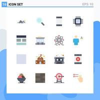 Group of 16 Modern Flat Colors Set for editing processor search devices chip Editable Pack of Creative Vector Design Elements