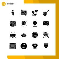 Set of 16 Modern UI Icons Symbols Signs for music banjo photo audio love Editable Vector Design Elements