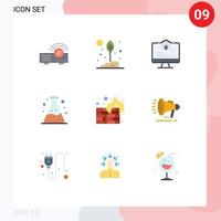 paquete de 9 signos y símbolos modernos de colores planos para medios de impresión web, como cortafuegos, desechos, tubos naturales, elementos de diseño de vectores editables para el hogar