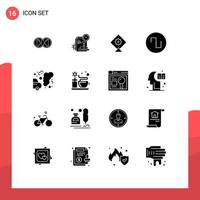 16 Creative Icons Modern Signs and Symbols of pollution environment business car square Editable Vector Design Elements