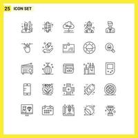 Set of 25 Vector Lines on Grid for business female share engineer construction Editable Vector Design Elements