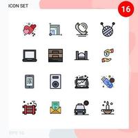 16 Flat Color Filled Line concept for Websites Mobile and Apps fashion laptop call devices ball of wool Editable Creative Vector Design Elements