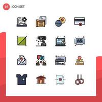Group of 16 Modern Flat Color Filled Lines Set for crop money folder finance markets Editable Creative Vector Design Elements