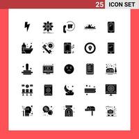 Modern Set of 25 Solid Glyphs Pictograph of tree landscape communication hill support Editable Vector Design Elements