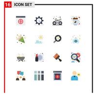 Mobile Interface Flat Color Set of 16 Pictograms of fireworks coffee configuration break gym Editable Pack of Creative Vector Design Elements