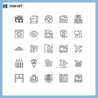grupo de símbolos de icono universal de 25 líneas modernas de datos de servicio de protección de la ciudad elementos de diseño vectorial editables de arce seguro vector