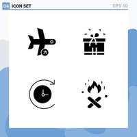 Editable Vector Line Pack of Simple Solid Glyphs of flight time machine take box ribbon fire place Editable Vector Design Elements