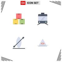 Editable Vector Line Pack of 4 Simple Flat Icons of industry eye stock beach pyramid Editable Vector Design Elements