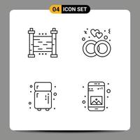 Concepto de 4 líneas para sitios web móviles y aplicaciones vallas cocina patio anillo aplicación elementos de diseño vectorial editables vector