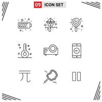 Modern Set of 9 Outlines and symbols such as projector health candy form disease Editable Vector Design Elements