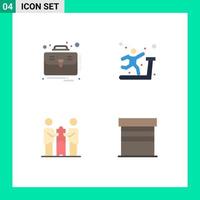 4 User Interface Flat Icon Pack of modern Signs and Symbols of business business suitcase sports partners Editable Vector Design Elements