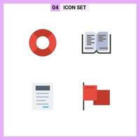 4 Flat Icon concept for Websites Mobile and Apps float country book book mark Editable Vector Design Elements