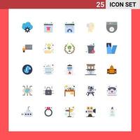 Universal Icon Symbols Group of 25 Modern Flat Colors of security cam gear mind book Editable Vector Design Elements