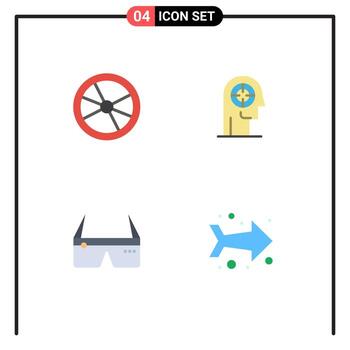 conjunto de 4 iconos modernos de ui símbolos signos para biología experimento humano concentración computación elementos de diseño vectorial editables vector