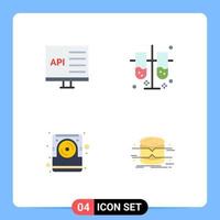 Group of 4 Modern Flat Icons Set for app computer develop laboratory disk Editable Vector Design Elements