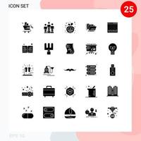 Set of 25 Modern UI Icons Symbols Signs for control safe note date file Editable Vector Design Elements