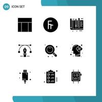 9 Universal Solid Glyphs Set for Web and Mobile Applications search text architect pencil tools Editable Vector Design Elements