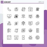 25 Universal Lines Set for Web and Mobile Applications finance folder document files a Editable Vector Design Elements