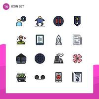 Group of 16 Flat Color Filled Lines Signs and Symbols for person male pause community rank Editable Creative Vector Design Elements