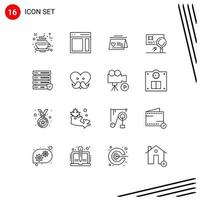 Set of 16 Modern UI Icons Symbols Signs for fraud card user banking wedding Editable Vector Design Elements