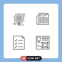 Pictogram Set of 4 Simple Filledline Flat Colors of day todo marker document browser Editable Vector Design Elements