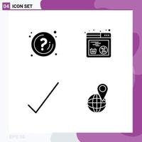 Modern Set of Solid Glyphs Pictograph of help check info online tick Editable Vector Design Elements