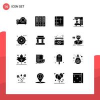 User Interface Pack of 16 Basic Solid Glyphs of engine home bible electric pray Editable Vector Design Elements