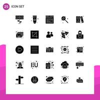Modern Set of 25 Solid Glyphs and symbols such as inbox history web files food Editable Vector Design Elements