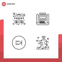 4 Creative Icons Modern Signs and Symbols of assets layout money design fast Editable Vector Design Elements
