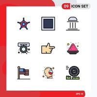 User Interface Pack of 9 Basic Filledline Flat Colors of vote like building web online Editable Vector Design Elements