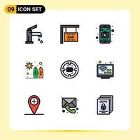 9 iconos creativos signos y símbolos modernos de mensaje aplicación comercial ola adrenalina elementos de diseño vectorial editables vector