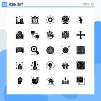 Pictogram Set of 25 Simple Solid Glyphs of review number power location circle Editable Vector Design Elements