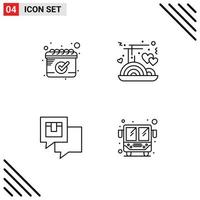 Universal Icon Symbols Group of 4 Modern Filledline Flat Colors of calendar feedback chopstick food love shipping Editable Vector Design Elements